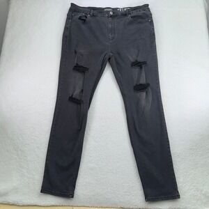 Serenade‎ Jeans Mens 42 (Actually 39x30) Black Fitted Denim Distressed Stretch